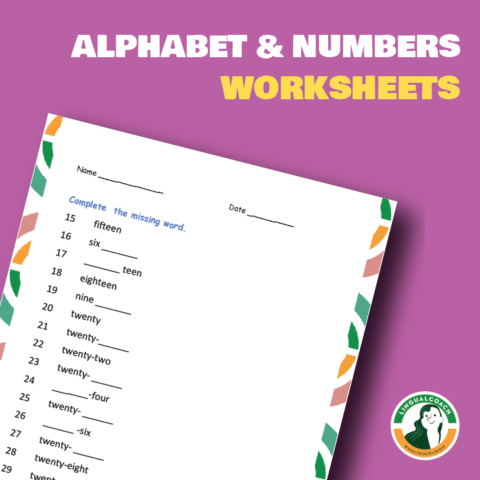 Alphabet and Numbers Worksheet - Lingualcoach